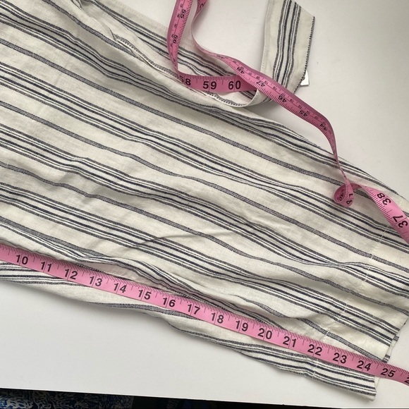 Madewell || Paperbag Waist Pants Belted Baltic Stripe Linen Blend White 16 - Picture 10 of 10